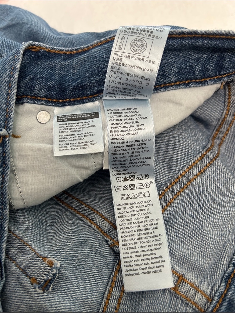 Levi's 28 x 30 Jeans Premium Baggy Dad Linen + Denim Lightweight Medium Wash NWT - Picture 8 of 15